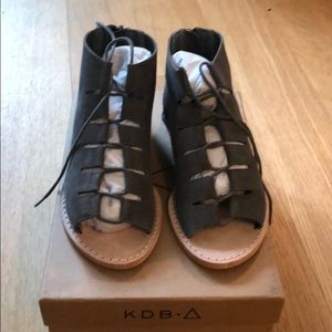 Kelsi Dagger Brooklyn stone gray lace-up sandals